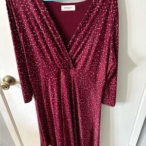 Gilli Maroon Long Sleeve Dress with Dots
